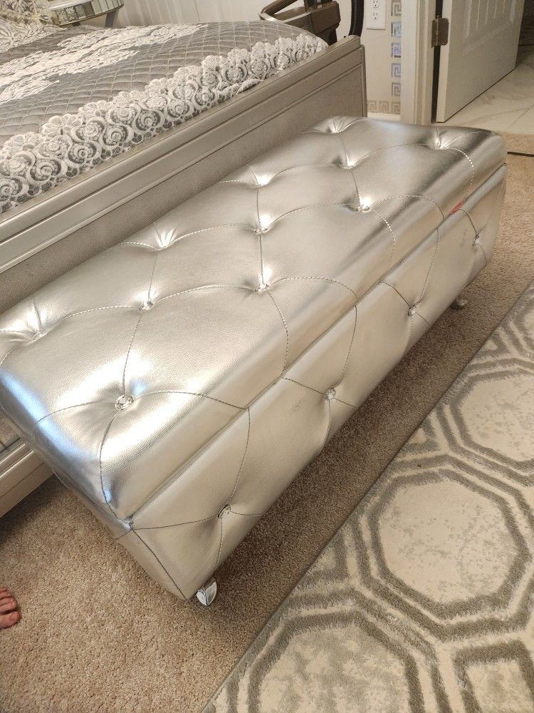 Brand New Silver Bench With Storage Unit
