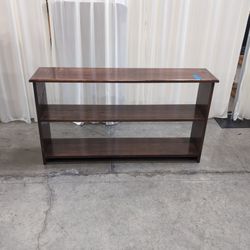 Dark Brown Stained Wood Three-Shelf Bookcase