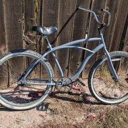 Retro Style Cruiser Bike Matte Gray Coaster Brake 26" AS-IS Needs Seat & Grips