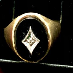Unisex Signet Onyx Ring 10k Yellow Gold 