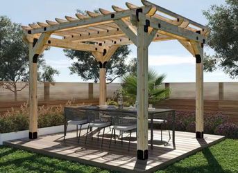 10x12 Redwood Pergola Kit – Gazebo - Outdoor Shade -NEW  – Delivery Available