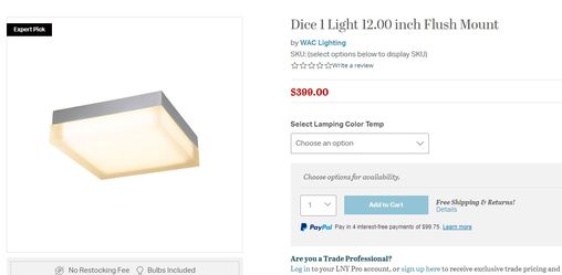 FM-4012-30-BN  /  Dice LED 12 inch Brushed Nickel Flush Mount Ceiling Light in 3000K, LED