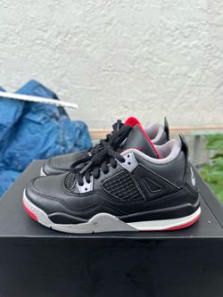 Size 1y - Nike Air Jordan 4 Bred GS Black Red White Boys