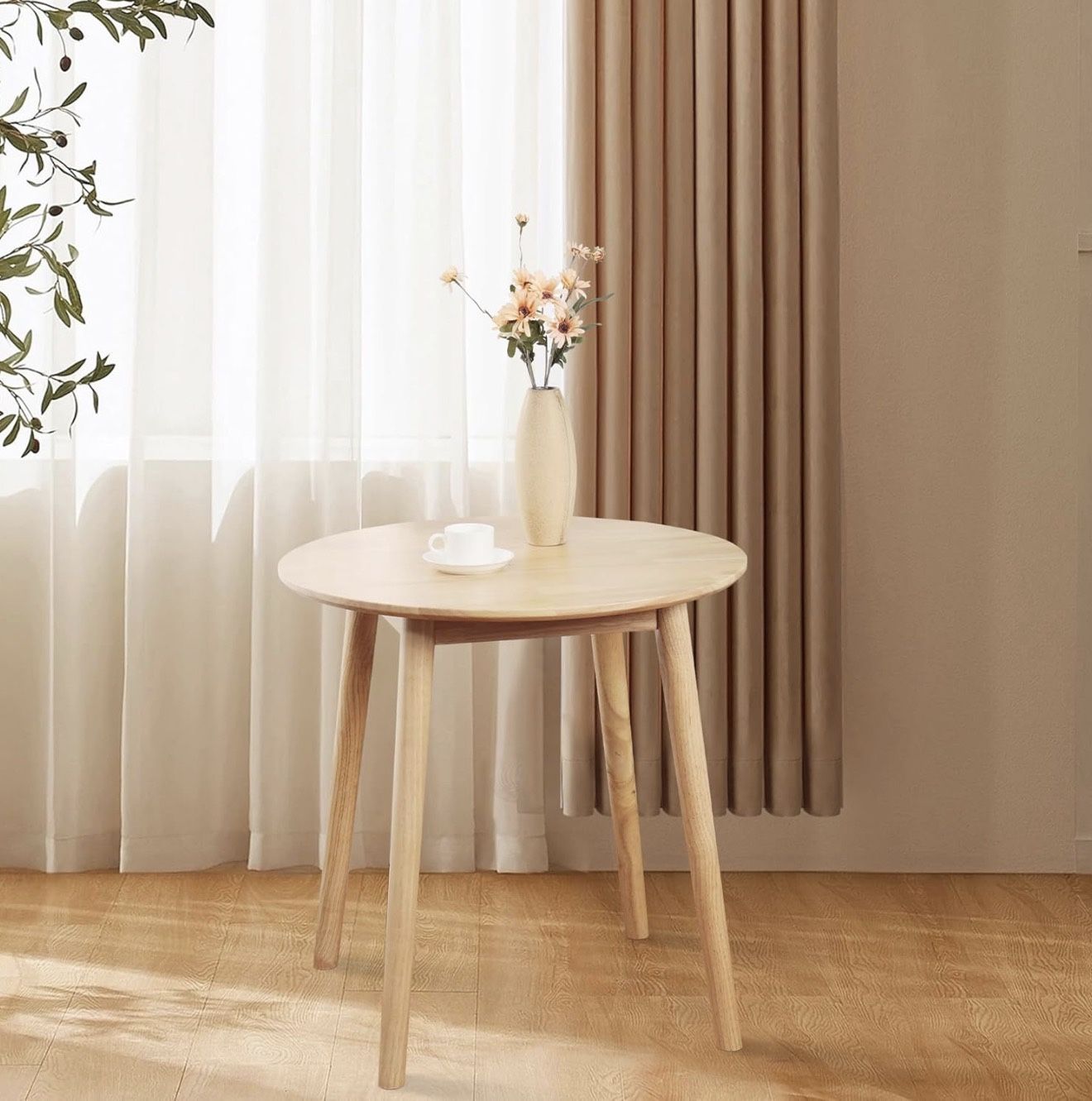 28.3" Small Round Dining Table for 2,Wooden Space-Saving Kitchen Dinner Table Rustic Wood Dining Table Mid Century Modern Kitchen Table