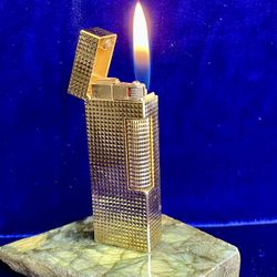 Vintage Rare Gold Dunhill Lighter Super Mint Condition Works 1 Year Warranty 