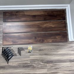 Floating Wall Shelves Set of 3 – Walnut Wooden Bookshelves with Heavy Duty Brackets