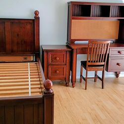 Pottery Barn single bed frame and desk (Free)