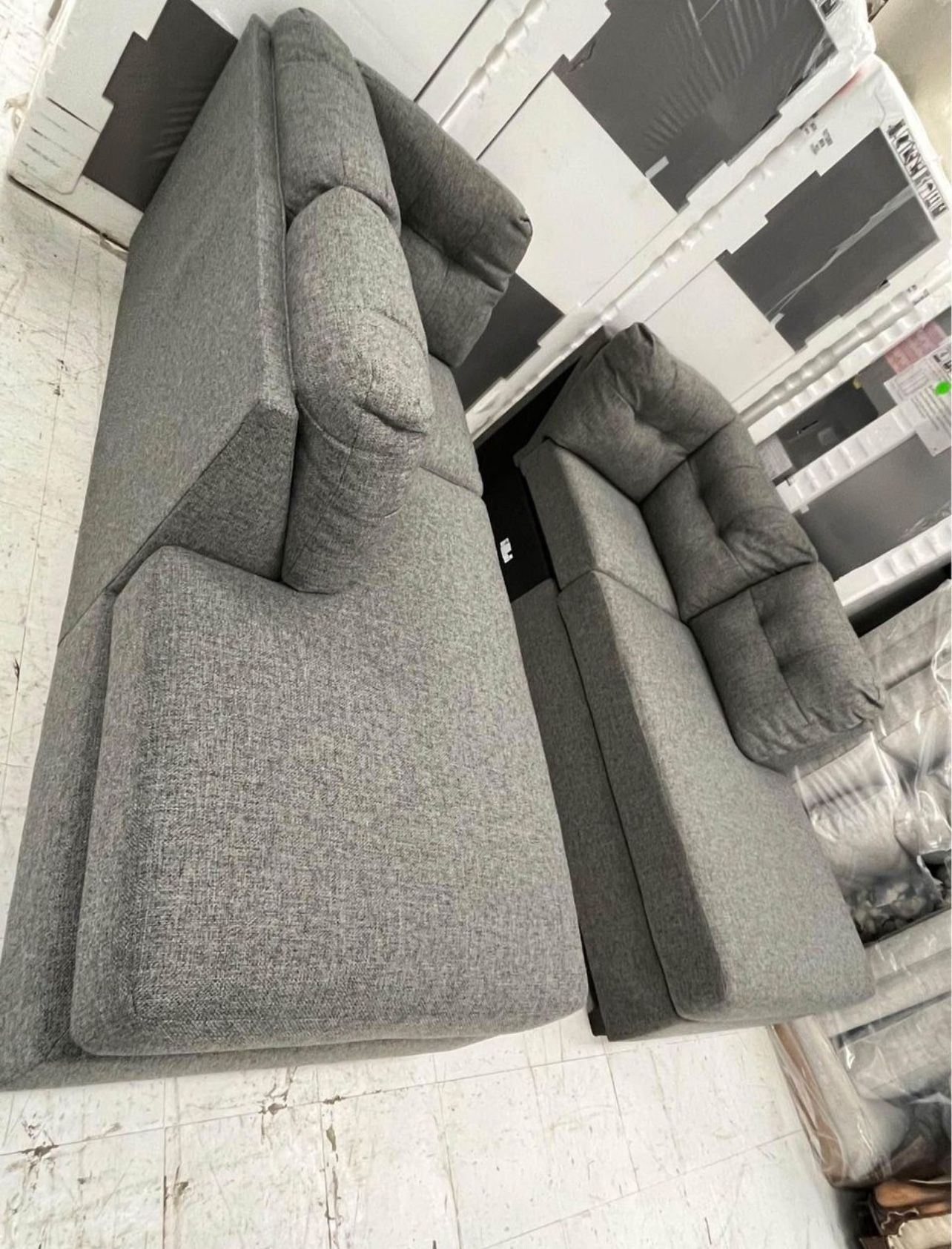 2 Brand New Gray Chaise/ Sofa