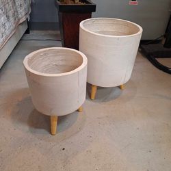 White Ceramic Planter Pot Pair