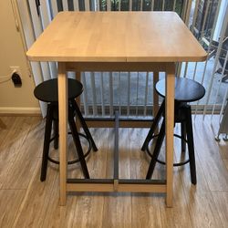 Ikea Birch Bar Table And Bar Stools