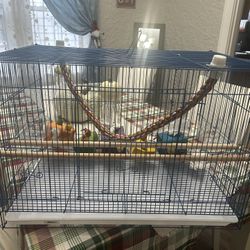 Bird Cage With Perches And Cover 