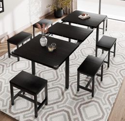 Dining Table Set with 6 Stools