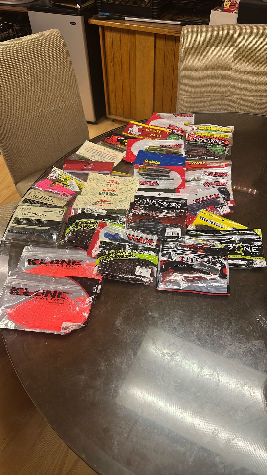 Lot Of 50+ Packs Of Soft Bait Worms Yum 6th Sense
