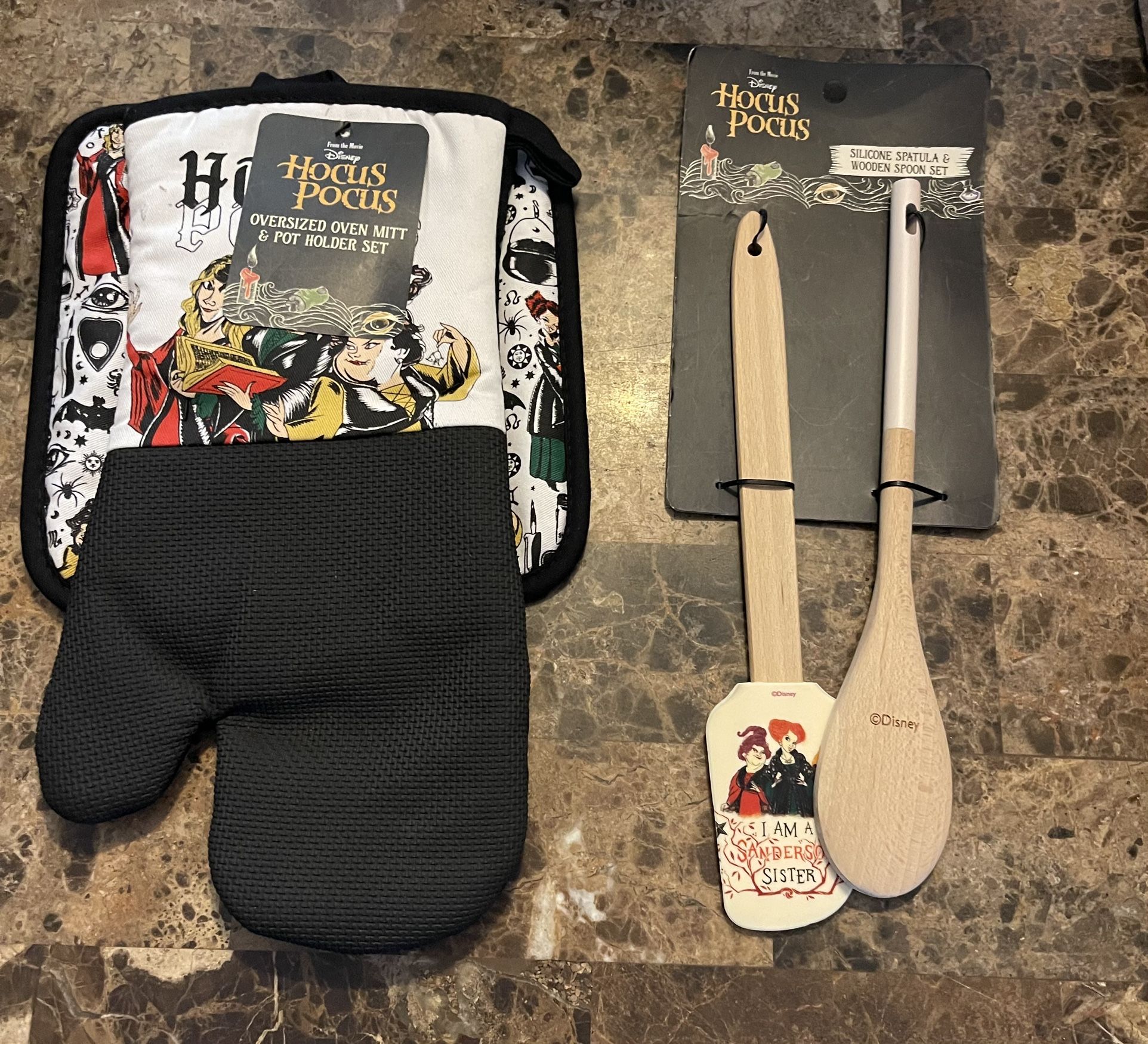 Hocus Pocus Oven Mitts And Wooded Spoon Set