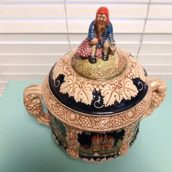Vintage Marzi & Remy German Castle Punch Bowl With Lid Gnome 