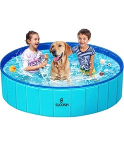 SLOOSH Foldable Dog Kiddie Pool Portable Hard Plastic Doggie Swimming 63" x 12"