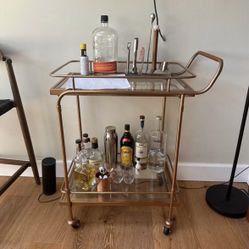 Copper and Glass Bar Cart