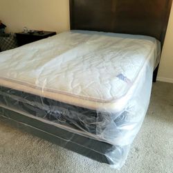 NEW QUEEN PILLOWTOP SET MATTRESS AND BOX SPRING - 2PCS