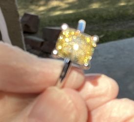 3 c t Radiant Vivid Yellow Lab Diamond VS. On Sz 7 White Gold NEW IGI Paperwork