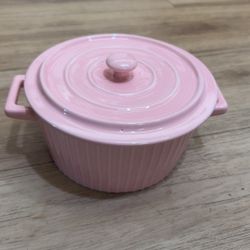 WHJY Pink Ceramic Casserole Dish with Lid，1 Quart Ceramic Casserole Pan for Bakeware Oven