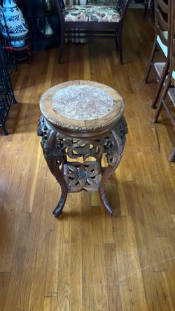 Fern stand – Rosewood and rose marble top