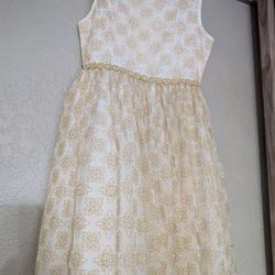 Ivory Golden Sparkle Girl Dress 7T 