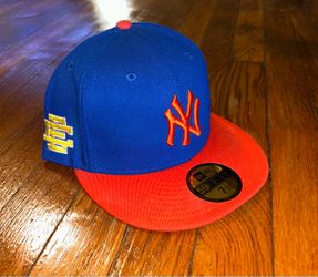 New Era Eric Emanuel New York Yankees Fitted Hat Blue Orange size 7 1/2