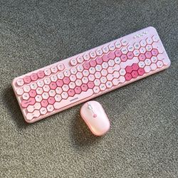 Pink Honeycomb Keyboard with Mouse (Battery Operated)