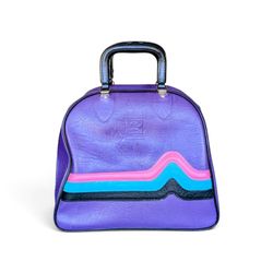 Vintage 1980's Retro Brunswick Bowling Bag Single Ball Rack Purple Storage USA