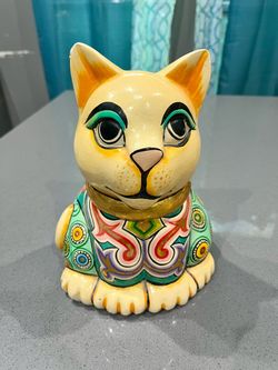 Hand-Painted Ceramic Cat Figurine