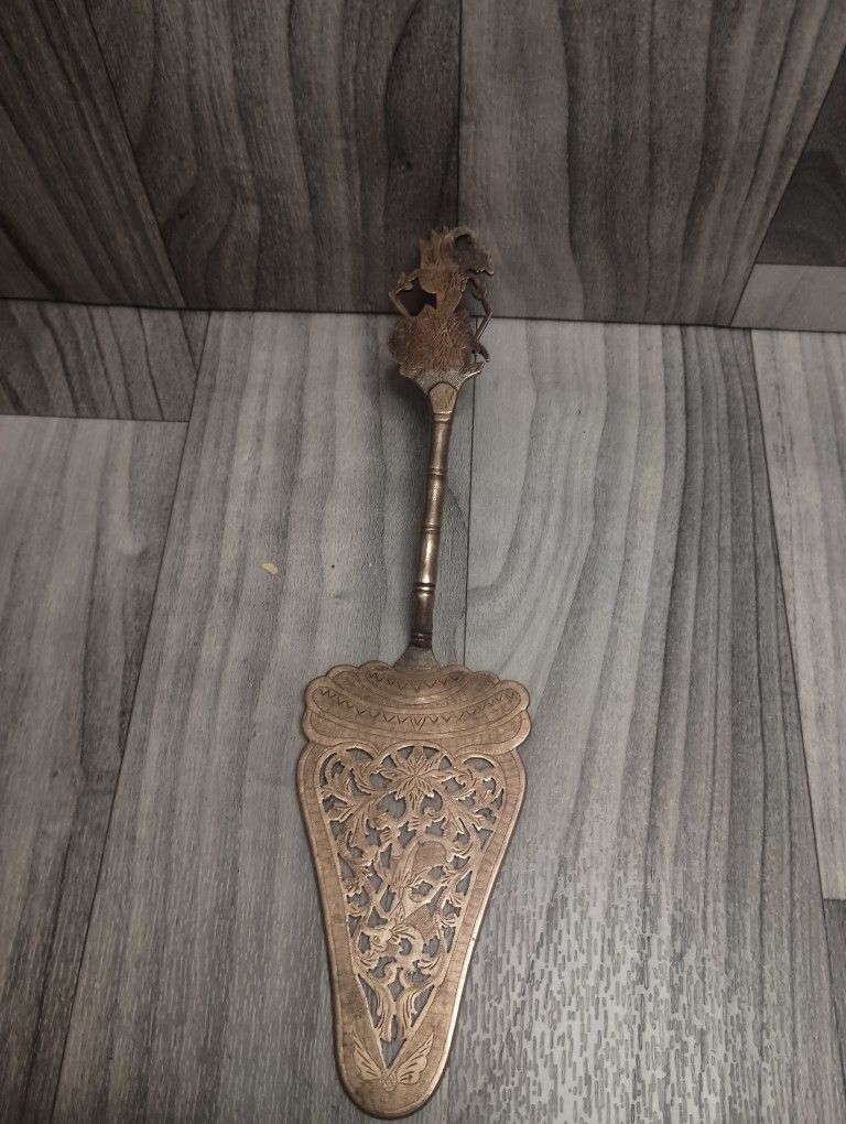 Antique 800 Marked  Serving Spatula, Wajang Doll