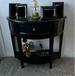 Black Demilune Console Table with Drawer