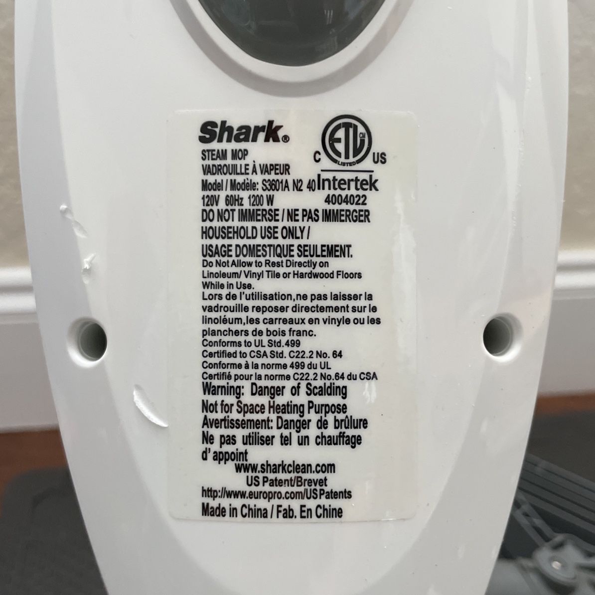 Shark Professional Steam Pocket S3601 Professional Steam Mop
