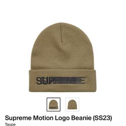 Supreme Motion logo Beanie Taupe Deadstock