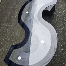 S Shaped Glass Top Coffee Table