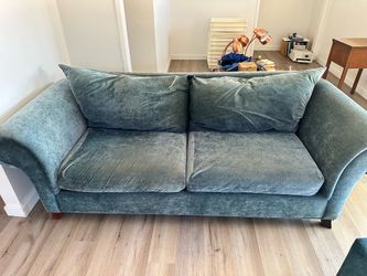 Teal Velvet Two-Seater Sofa