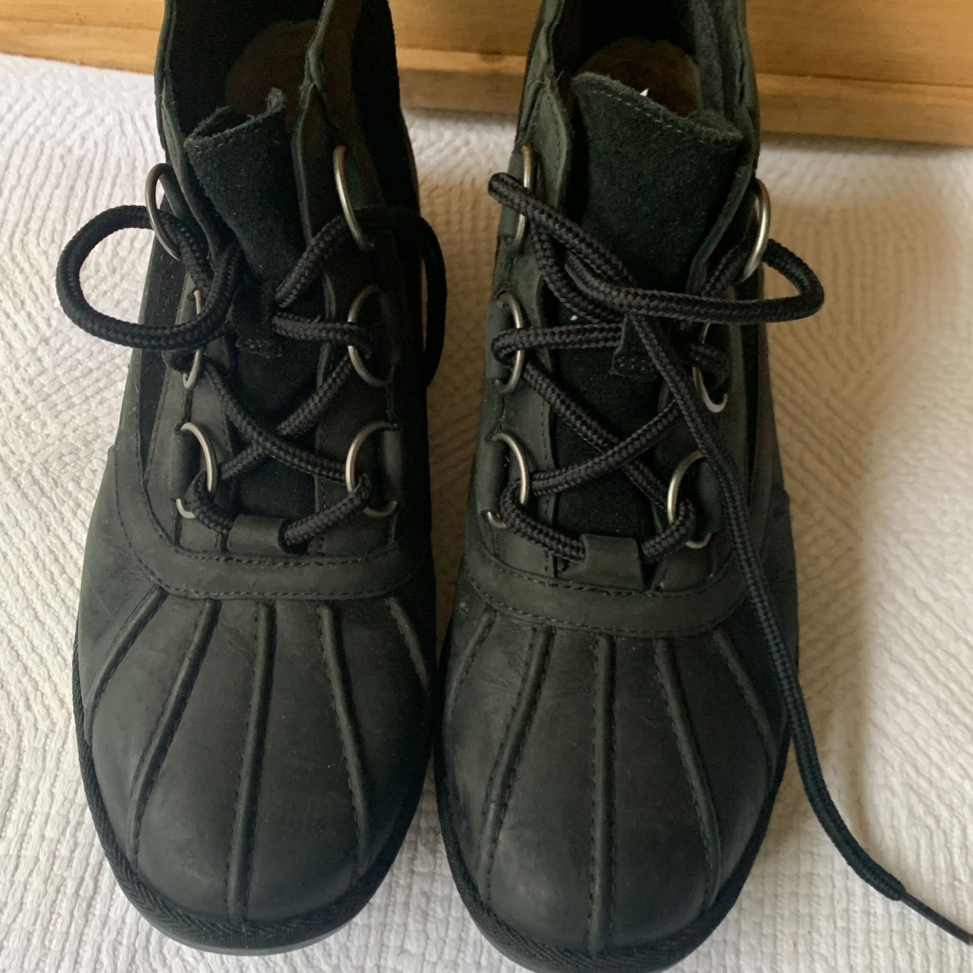 Black Leather UGG Booties