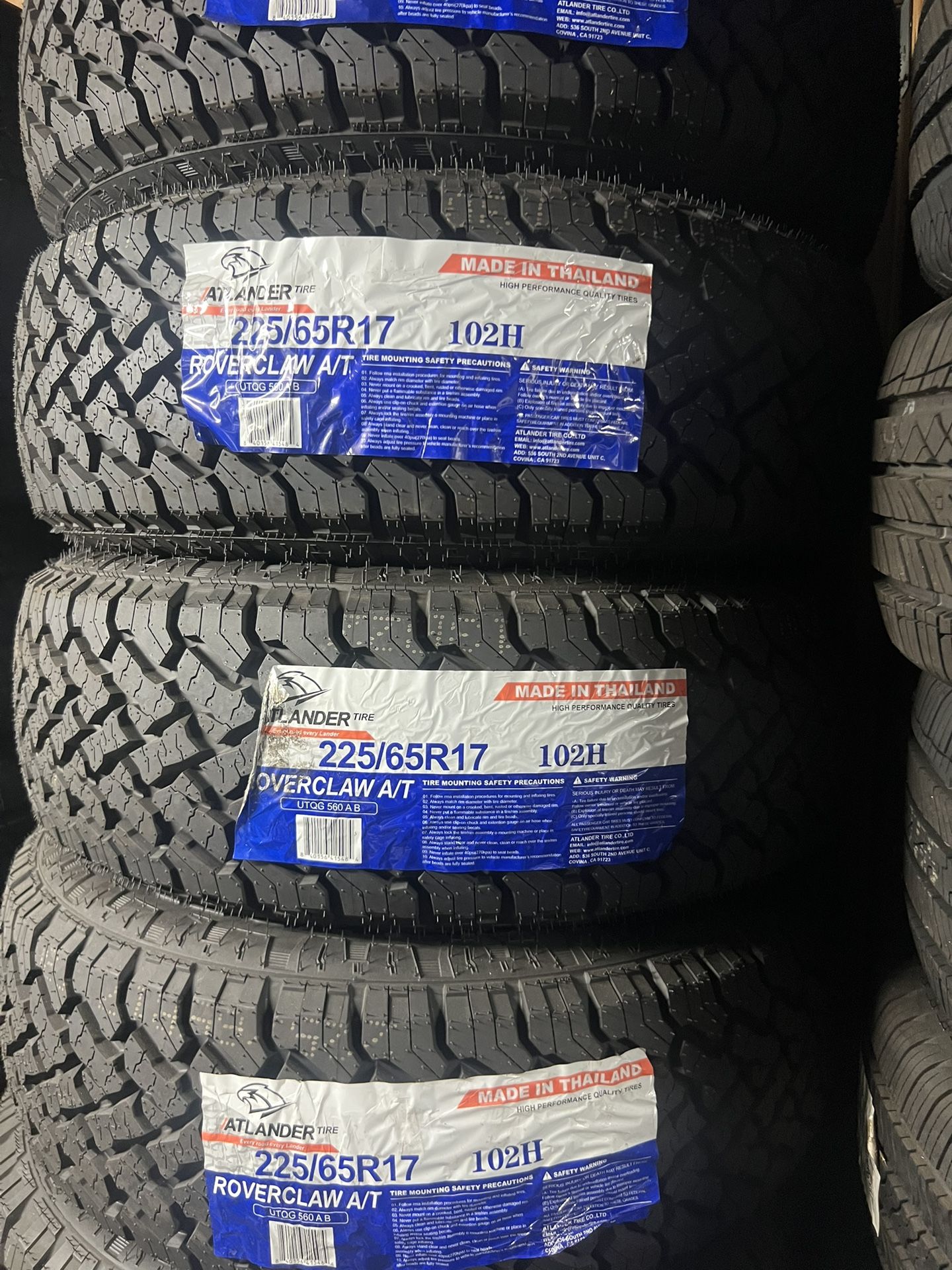 225/65/17 Atlander A/T - New Tires