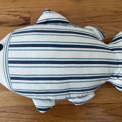 Blue/Green/White Striped Fish Pillow - 21" x 14"