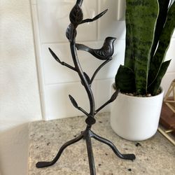 Metal Candleholder Bird On Branches