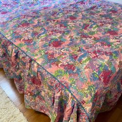 Vintage 1960s Mid Century Flower Power Twin Bedspread