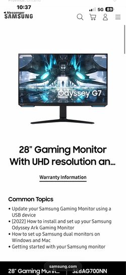 Samsung Odyssey G7 27inch 4K 144hz Monitor
