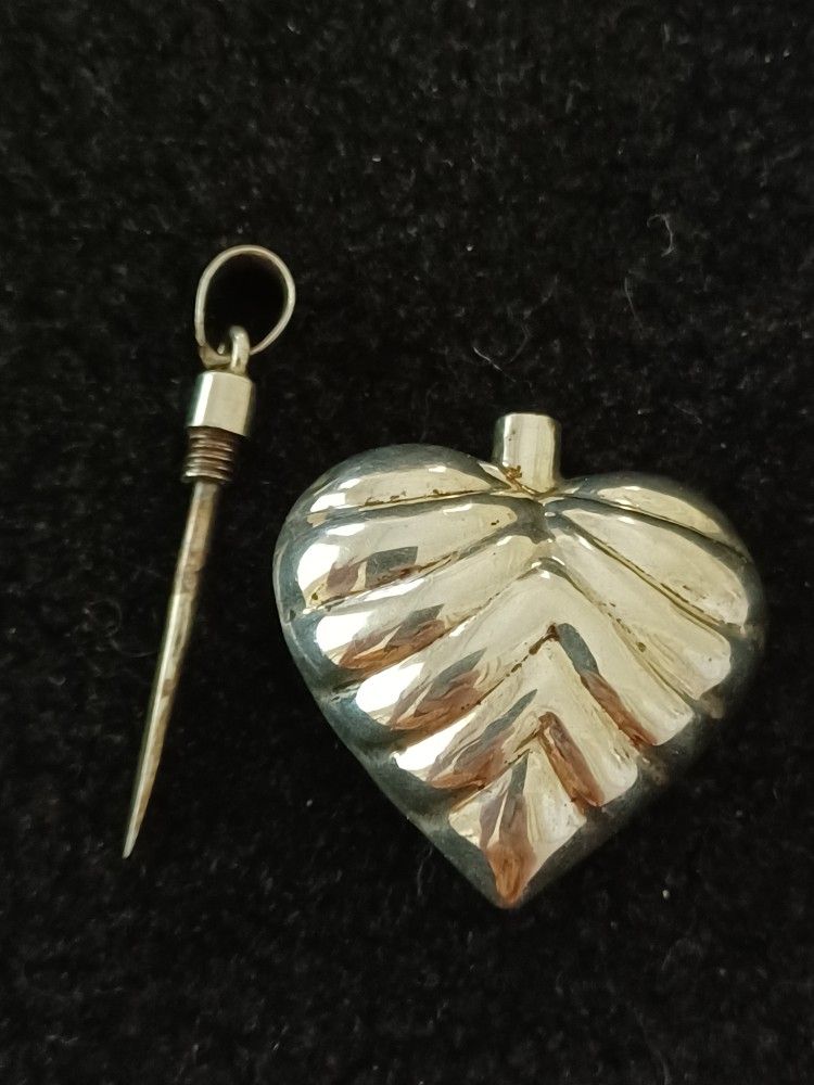 Rare Sterling Heart Perfume/ Oil Pendant