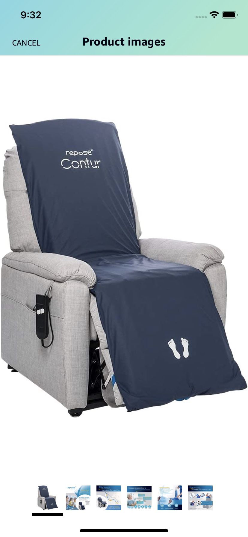 Repose Contur Inflatable Air Cushion for Recliner Chair Prevention and Relief of Bed Sores