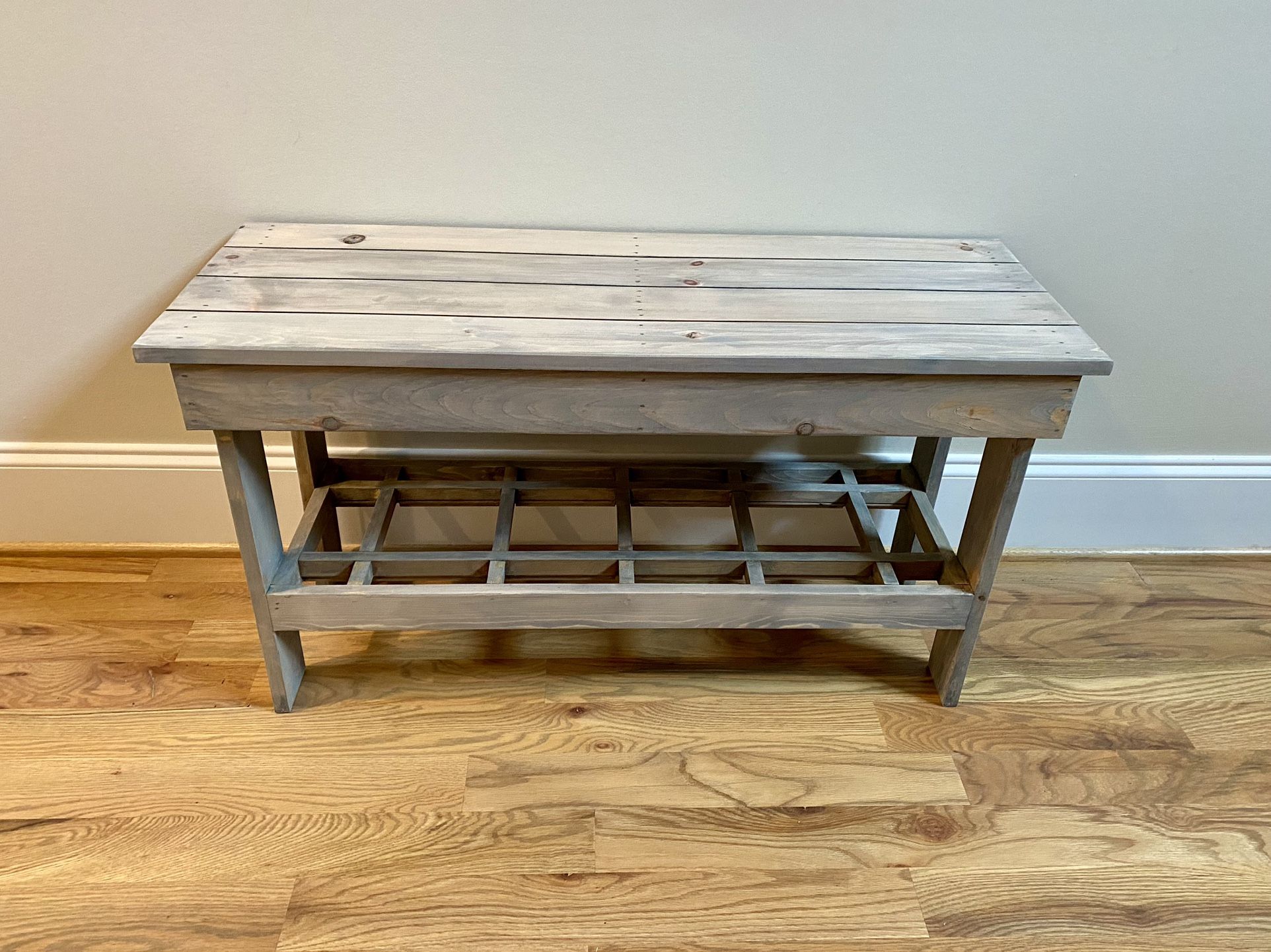 New Handmade Solid Wood Entryway/Foyer/Patio/Garden/Mudroom Gray Bench