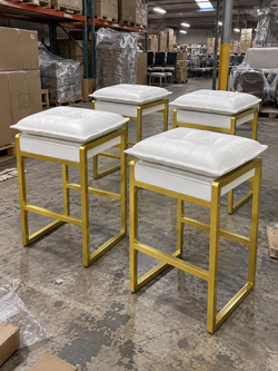 Gold Frame Tufted Cushion Counter Stool