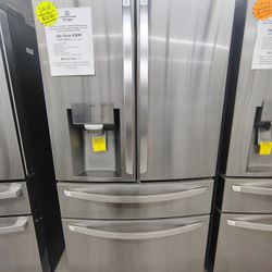 LG 30 Cu. Ft. 4 Door French Door Refrigerator Full Convert Drawer, Smart Cooling And Craft Ice, PrintProof Stainless Steel