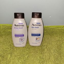 2 Aveeno Body Wash 12oz Lavender Scent/ Coconut Scent 