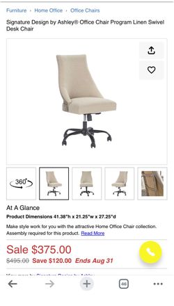 Rustic Farmhouse Upholstered Office Chair by Ashley Furniture