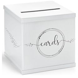 White & Black Wedding Card Box, Large 10x10 Elegant Gift Card Holder, Envelope Money Box with Slot for Graduation, Birthday Party, Funeral, Bridal & B